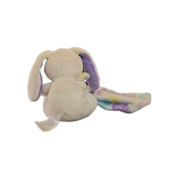 Little Miracles Security Baby Blanket Plush Bunny Rabbit Purple Blue Flowers - Picture 2 of 7